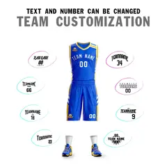 Royal White Classic Mesh Basketball Jersey Sets 4