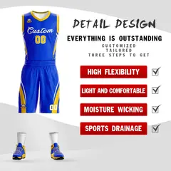 Royal White Classic Mesh Basketball Jersey Sets 2