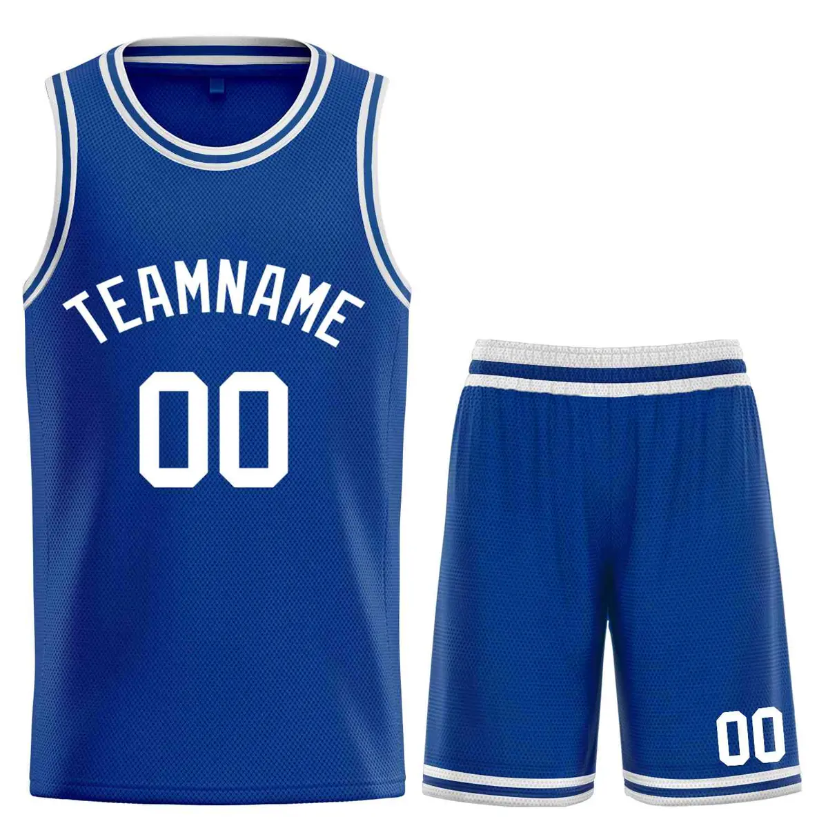 Royal White Classic Sets Curved Basketball Jersey