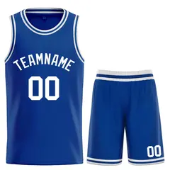 Royal White Classic Sets Curved Basketball Jersey