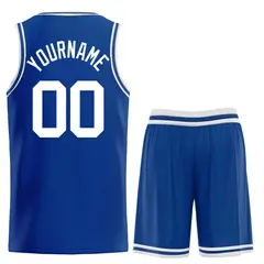 Royal White Classic Sets Curved Basketball Jersey 2