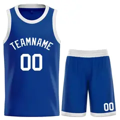 Royal White Classic Sets Curved Basketball Jersey