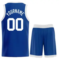 Royal White Classic Sets Curved Basketball Jersey 2