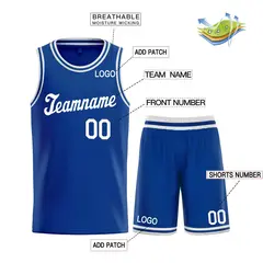 Royal White Classic Sports Uniform Basketball Jersey 3