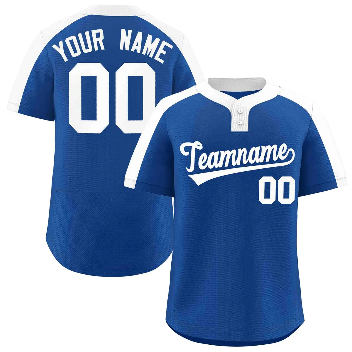 Royal White Classic Style Two-Button Softball Jersey