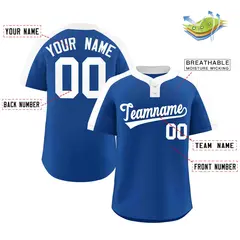 Royal White Classic Style Two-Button Softball Jersey 2
