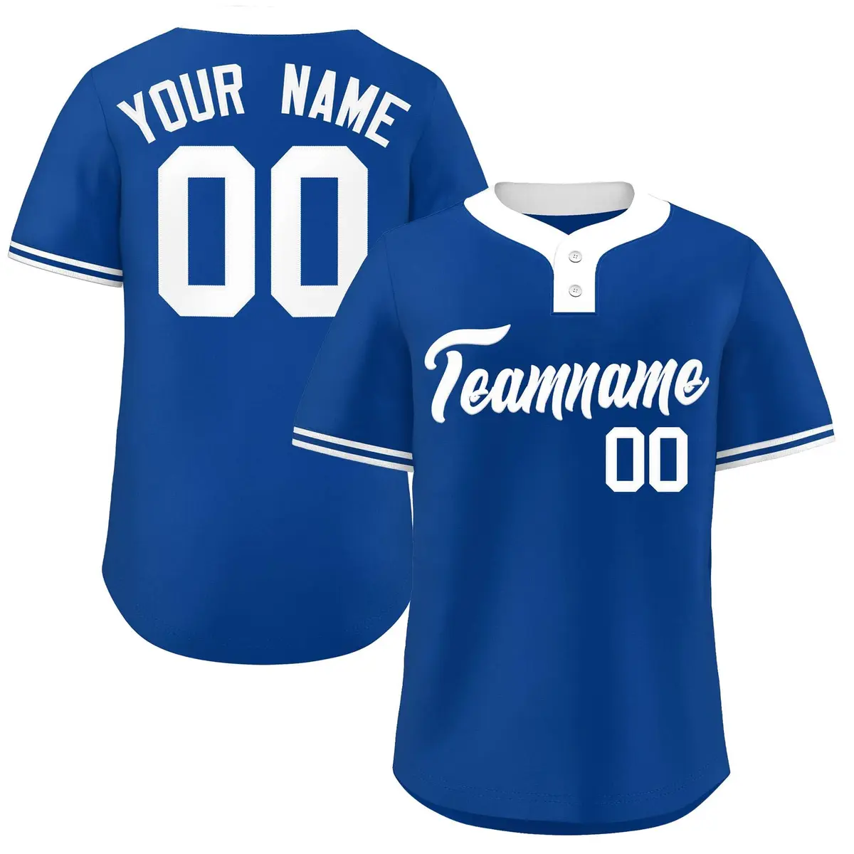 Royal White Classic Style Two-Button Softball Jersey