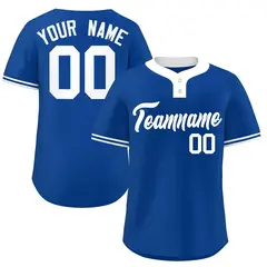 Royal White Classic Style Two-Button Softball Jersey