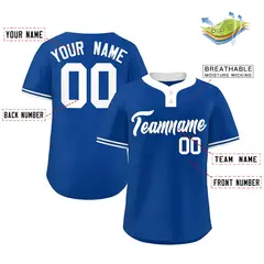 Royal White Classic Style Two-Button Softball Jersey 2