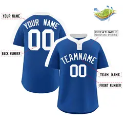 Royal White Classic Style Two-Button Softball Jersey 2