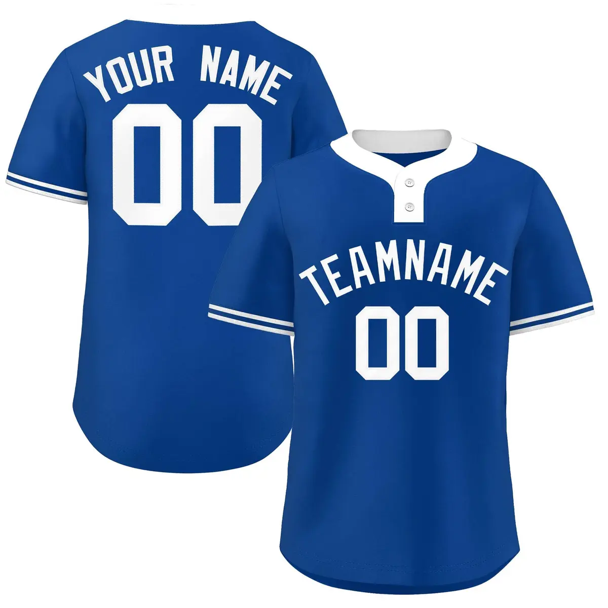 Royal White Classic Style Two-Button Softball Jersey