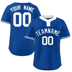 Royal White Classic Style Two-Button Softball Jersey