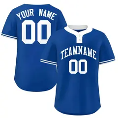 Royal White Classic Style Two-Button Softball Jersey 1