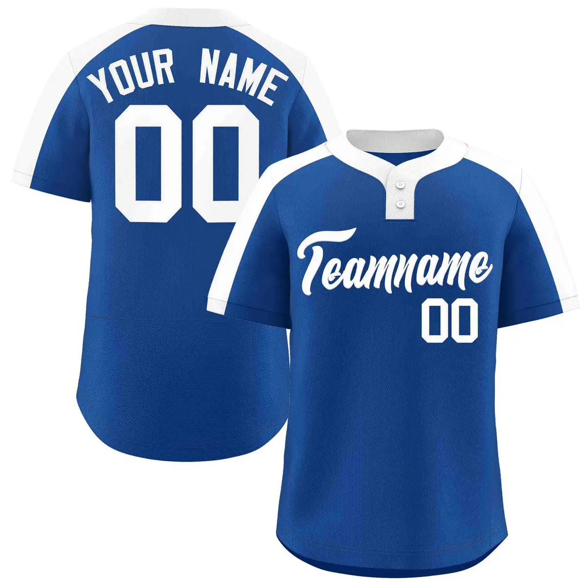 Royal White Classic Style Two-Button Softball Jersey