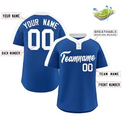 Royal White Classic Style Two-Button Softball Jersey 2