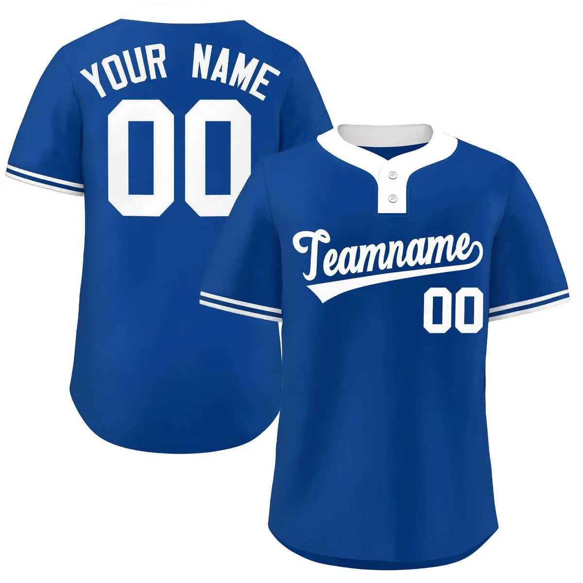 Royal White Classic Style Two-Button Softball Jersey