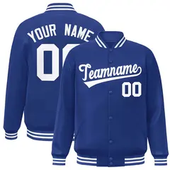 Royal White Classic Style Varsity Full-Snap Letterman Jacket