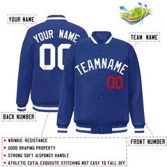 Royal White Classic Style Varsity Full-Snap Letterman Jacket 2