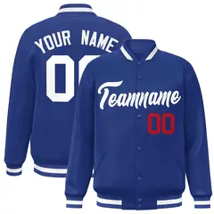 Royal White Classic Style Varsity Full-Snap Letterman Jacket 1