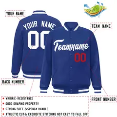 Royal White Classic Style Varsity Full-Snap Letterman Jacket 2