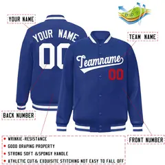Royal White Classic Style Varsity Full-Snap Letterman Jacket 2