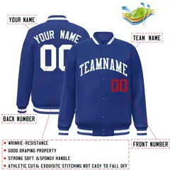 Royal White Classic Style Varsity Full-Snap Letterman Jacket 2