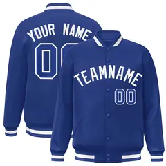 Royal White Classic Style Varsity Full-Snap Letterman Jacket 1
