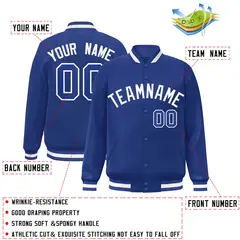 Royal White Classic Style Varsity Full-Snap Letterman Jacket 2