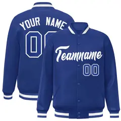 Royal White Classic Style Varsity Full-Snap Letterman Jacket 1