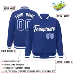 Royal White Classic Style Varsity Full-Snap Letterman Jacket 2