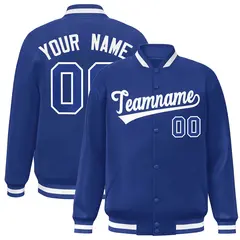 Royal White Classic Style Varsity Full-Snap Letterman Jacket 1
