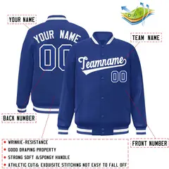 Royal White Classic Style Varsity Full-Snap Letterman Jacket 2