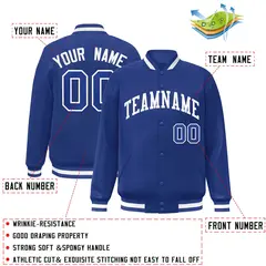 Royal White Classic Style Varsity Full-Snap Letterman Jacket 2