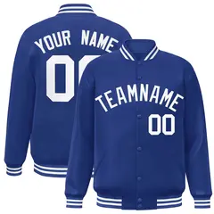Royal White Classic Style Varsity Full-Snap Letterman Jacket 1