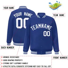 Royal White Classic Style Varsity Full-Snap Letterman Jacket 2