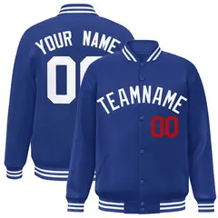 Royal White Classic Style Varsity Full-Snap Letterman Jacket 1