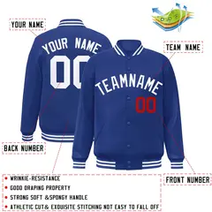 Royal White Classic Style Varsity Full-Snap Letterman Jacket 2