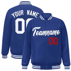 Royal White Classic Style Varsity Full-Snap Letterman Jacket 1