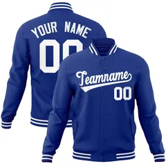 Royal White Classic Style Varsity Full-Snap Letterman Jacket