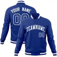 Royal White Classic Style Varsity Full-Snap Letterman Jacket