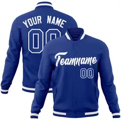 Royal White Classic Style Varsity Full-Snap Letterman Jacket 1