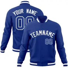 Royal White Classic Style Varsity Full-Snap Letterman Jacket 1