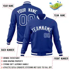Royal White Classic Style Varsity Full-Snap Letterman Jacket 4