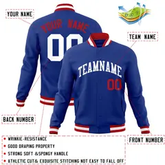 Royal White Classic Style Varsity Full-Snap Letterman Jacket 4