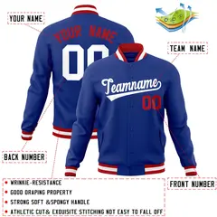 Royal White Classic Style Varsity Full-Snap Letterman Jacket 4