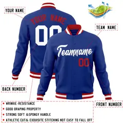 Royal White Classic Style Varsity Full-Snap Letterman Jacket 4