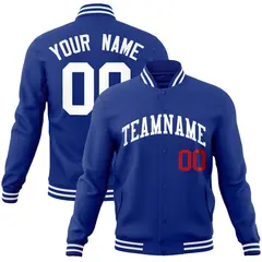 Royal White Classic Style Varsity Full-Snap Letterman Jacket