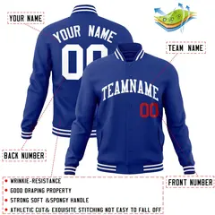 Royal White Classic Style Varsity Full-Snap Letterman Jacket 4