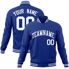 Royal White Classic Style Varsity Full-Snap Letterman Jacket