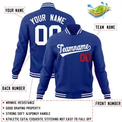 Royal White Classic Style Varsity Full-Snap Letterman Jacket 4